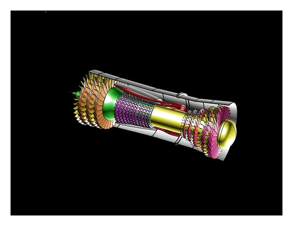 dwg military aircraft engine assembly - Military Aircraft Engine Assembly Model by RodgerSaintJohn
