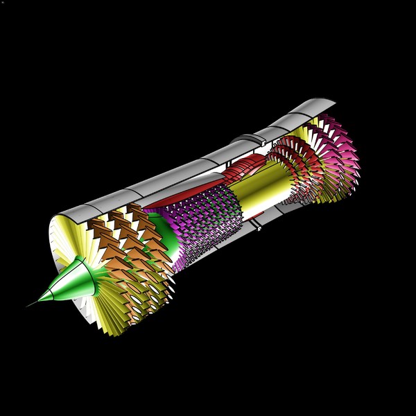 dwg military aircraft engine assembly - Military Aircraft Engine Assembly Model by RodgerSaintJohn