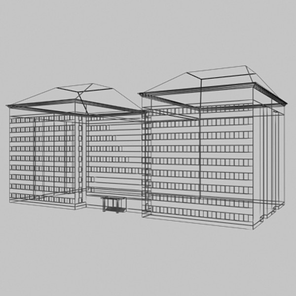 3ds twin office building - Twin office building – low polygon by sabah_au