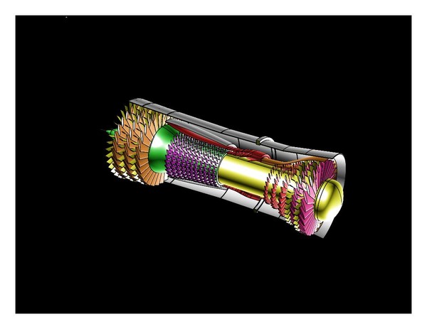 dwg military aircraft engine assembly - Military Aircraft Engine Assembly Model by RodgerSaintJohn