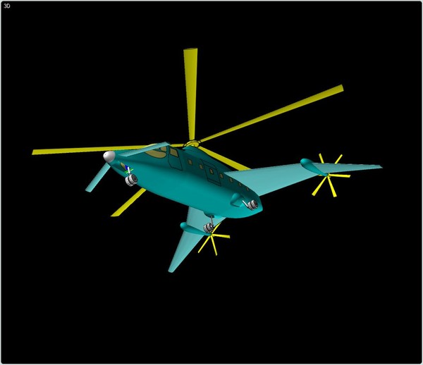 hybrid assembly concept 3d 3dm - Hybrid Helicopter Aircraft Assembly Model Concept by RodgerSaintJohn