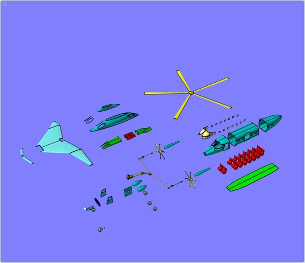 hybrid assembly concept 3d 3dm - Hybrid Helicopter Aircraft Assembly Model Concept by RodgerSaintJohn