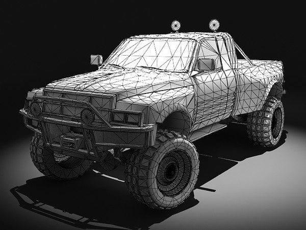 3d model 4x4 pickup - Flaming Skull 4x4 by fabelar