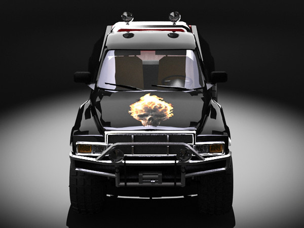 3d model 4x4 pickup - Flaming Skull 4x4 by fabelar