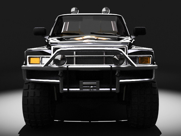 3d model 4x4 pickup - Flaming Skull 4x4 by fabelar