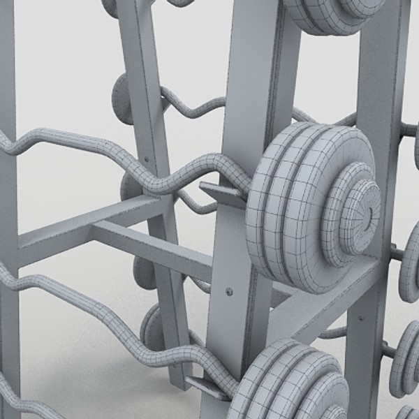 barbells rack 3d max - barbell rack by monkeyodoom