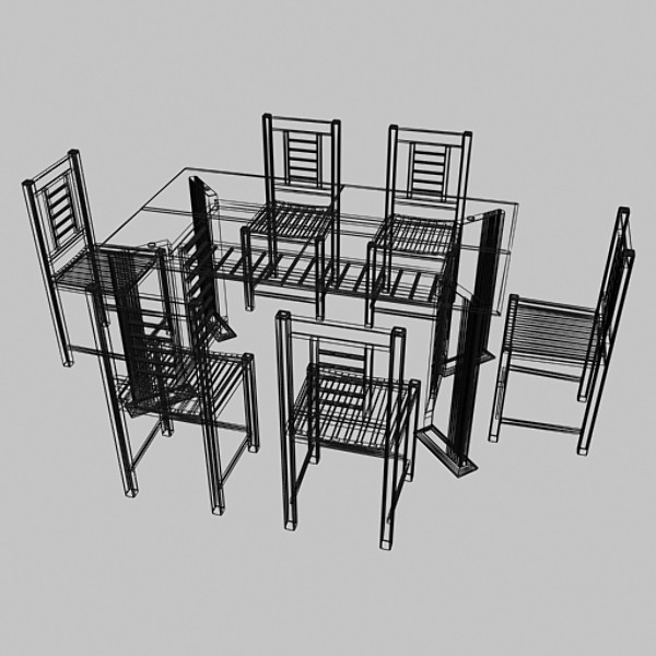 dining set 3d model - Dining Chair & Table 09 by sabah_au