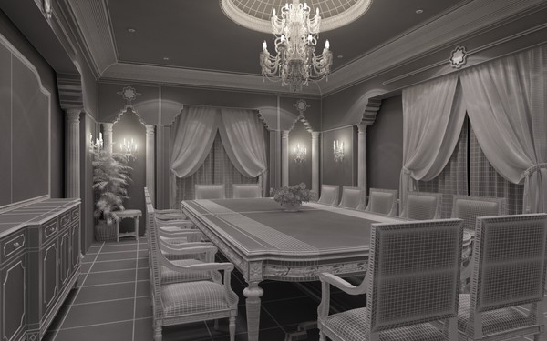 3d classical dining room model - Luxury dining room... by 3D.Art
