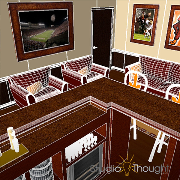 3ds max virginia hokie man cave - Architectural interior - Man Cave (Virginia Tech theme) by StudioThought