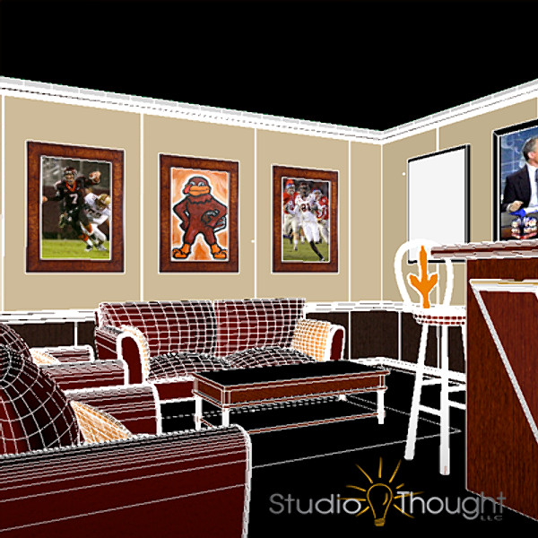 3ds max virginia hokie man cave - Architectural interior - Man Cave (Virginia Tech theme) by StudioThought