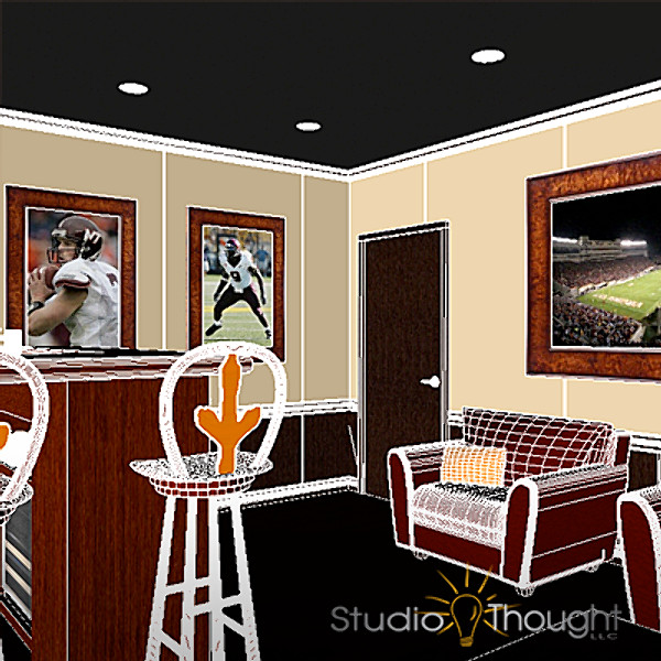 3ds max virginia hokie man cave - Architectural interior - Man Cave (Virginia Tech theme) by StudioThought