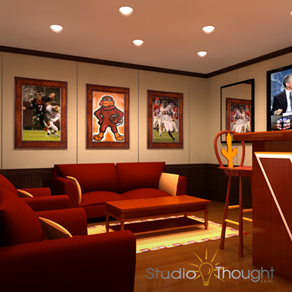 3ds max virginia hokie man cave - Architectural interior - Man Cave (Virginia Tech theme) by StudioThought