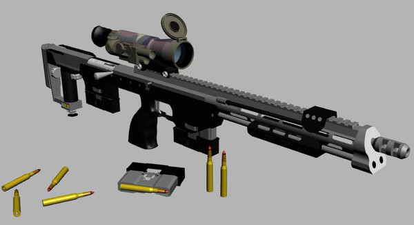 3d dsr-1 sniper rifle leupold - DSR-1 Sniper Rifle with Leupold Mark 4 & Yukon NV Scope... by Imagetek3D