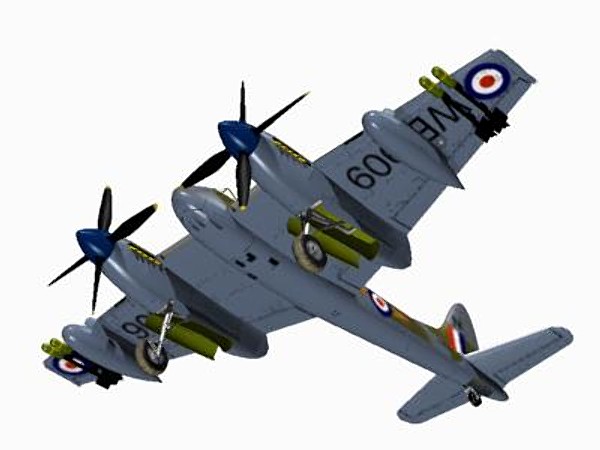 hornet haviland fighters 3d model - De Haviland Hornet F3 by pbratt