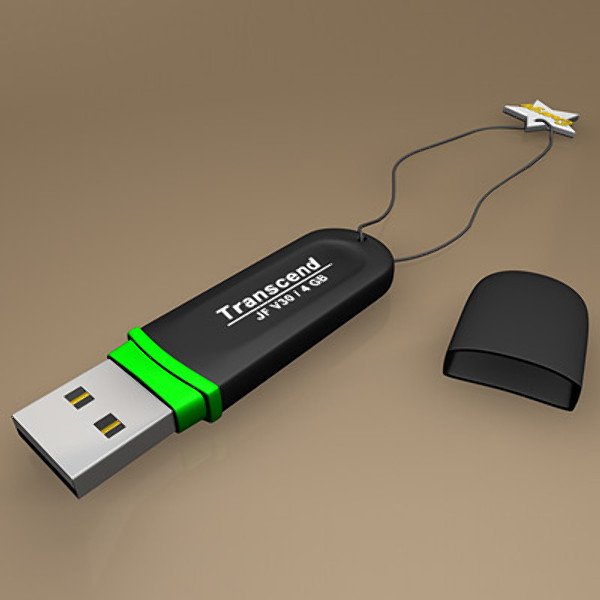 free usb flash drive - 3d model - USB Flash Drive - Transcend 4 GB by NesAn Studio