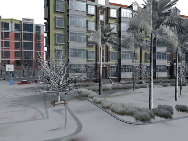 3d model seasons changed street city - Hi_Def_City_Block_42 -the four seasons changed by sundynasty