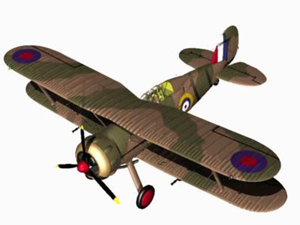 3d gloster gladiator fighter model - Gloster Gladiator MKII Cararra Format by pbratt