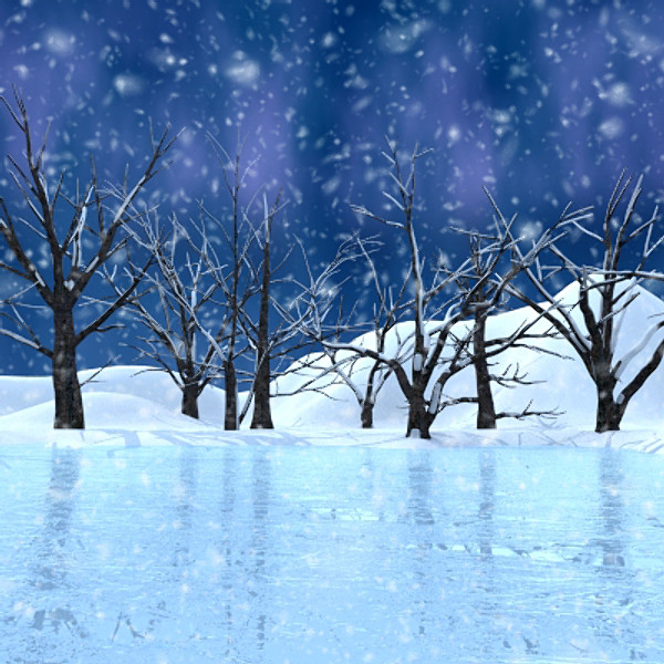 3d winter scene lake broadleaf model - Winter Lake Broadleaf by scripter