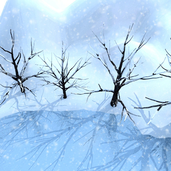 3d winter scene lake broadleaf model - Winter Lake Broadleaf by scripter