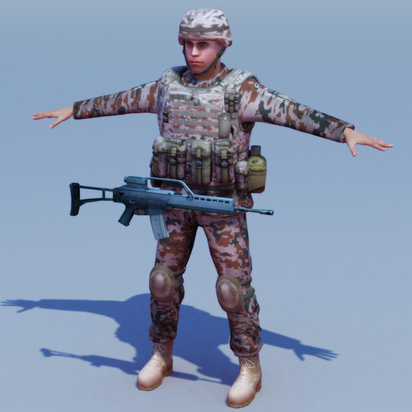 german desert infantry bundeswehr 3ds - Bundeswehr Infantry (Desert)... by ES3DStudios