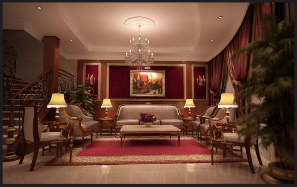 3d model scene angelo cappellini - luxury salon & dining room by 3d_classic