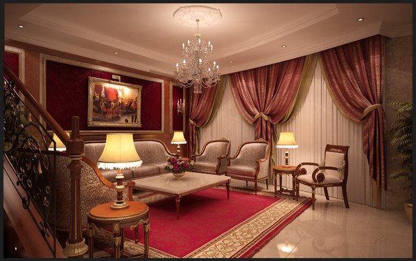 3d model scene angelo cappellini - luxury salon & dining room by 3d_classic