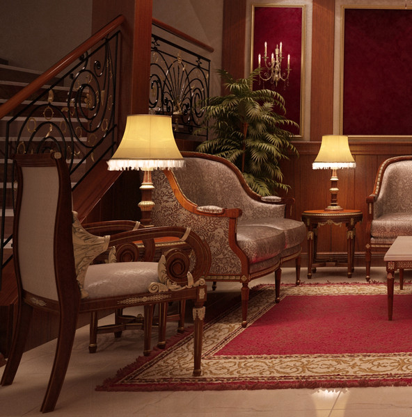 3d model scene angelo cappellini - luxury salon & dining room by 3d_classic