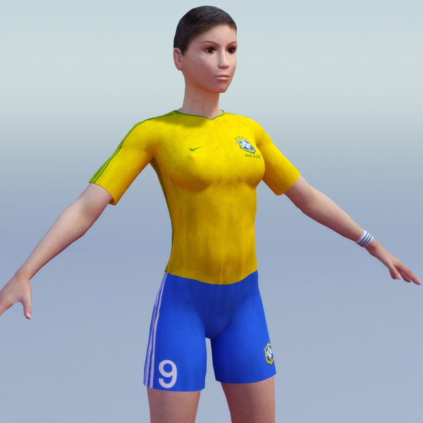 female football player rigged 3d model - Football Rigged Female A... by ES3DStudios