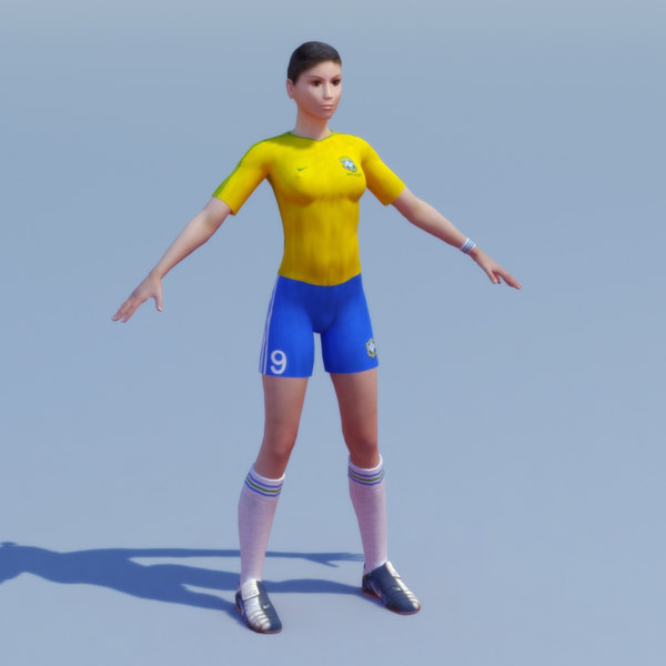 female football player rigged 3d model - Football Rigged Female A... by ES3DStudios