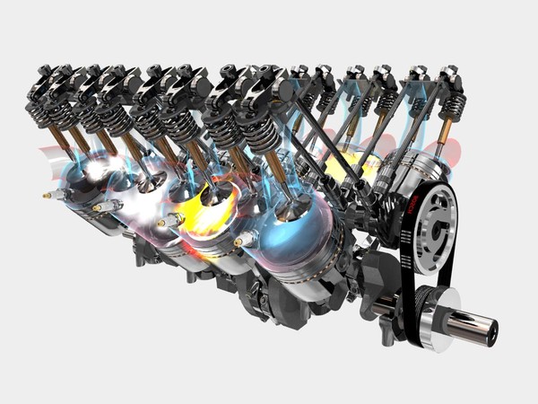 V8 Engine Mechanism - Animated / Textured / Fx v2.2