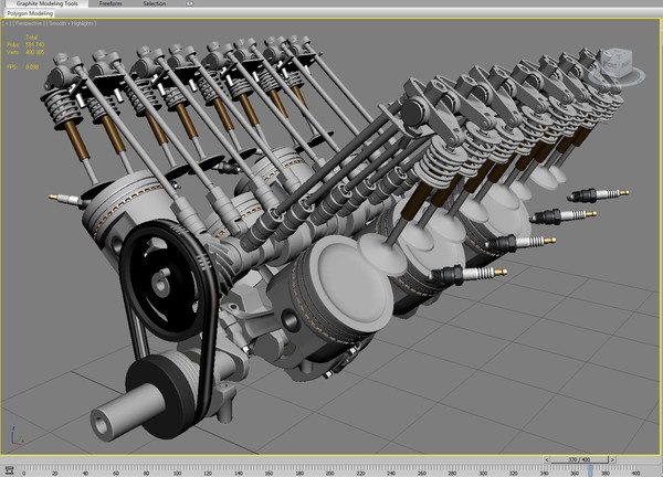 V8 Engine Mechanism - Animated / Textured / Fx v2.2