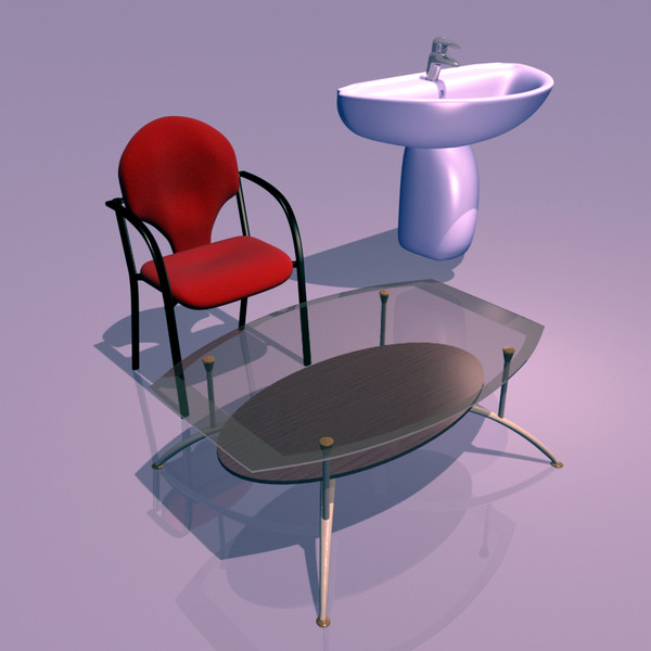 3ds furnitures coffee table chair - Three Furnitures by MingDaniel