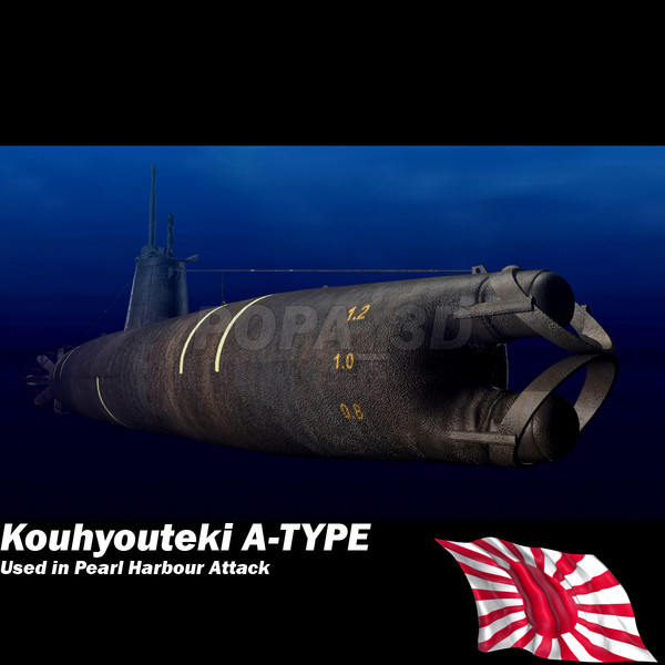 submarine surcouf french 3d model - Kouh youteki A-Type submarine by POPA_3D