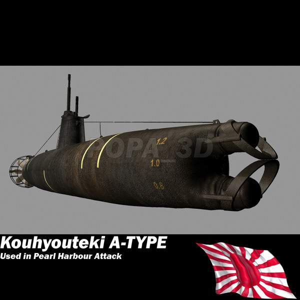 submarine surcouf french 3d model - Kouh youteki A-Type submarine by POPA_3D