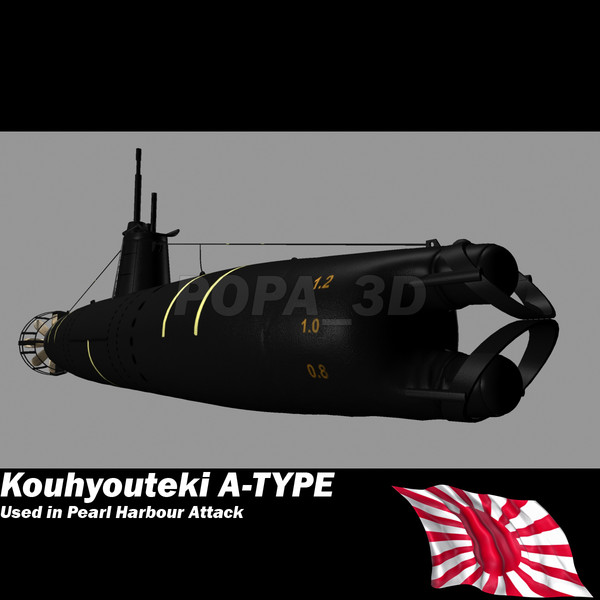 submarine surcouf french 3d model - Kouh youteki A-Type submarine by POPA_3D
