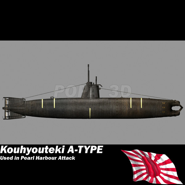 submarine surcouf french 3d model - Kouh youteki A-Type submarine by POPA_3D