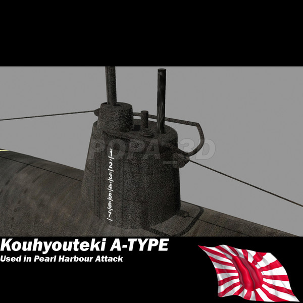 submarine surcouf french 3d model - Kouh youteki A-Type submarine by POPA_3D
