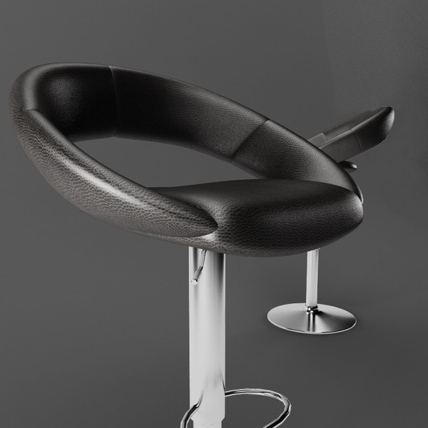 leather bar chair 3d obj - bar chair by HaNky154