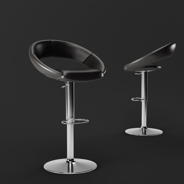 leather bar chair 3d obj - bar chair by HaNky154