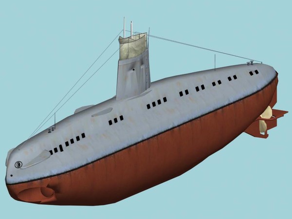 3d german coastal submarine - S.M. UB 4 german coastal submarine by FangioDesign