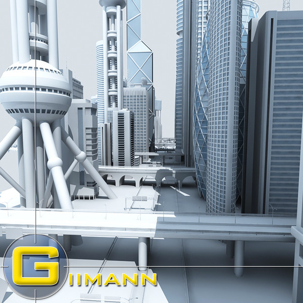 skyscrapers street 3d model - High_Def_City_01.zip by Giimann