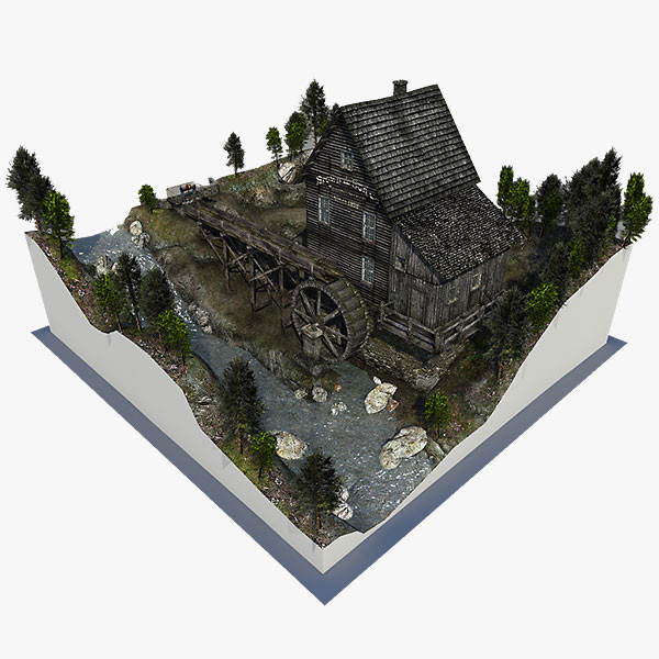 watermill scene 3d model - Watermill Scene... by bemola