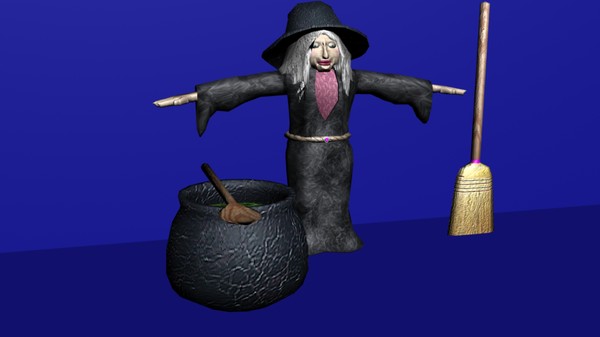 max witch broom cauldron - witch and cauldron by gamewarden01