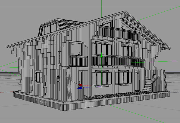 c4d log wooden house - Log House - Chamonix by GIOLETS