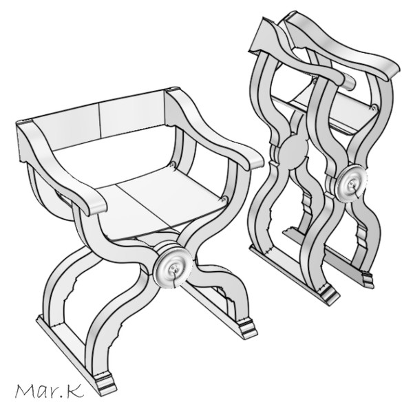 scissors chair 3d model - Scissors chair by Mar.K