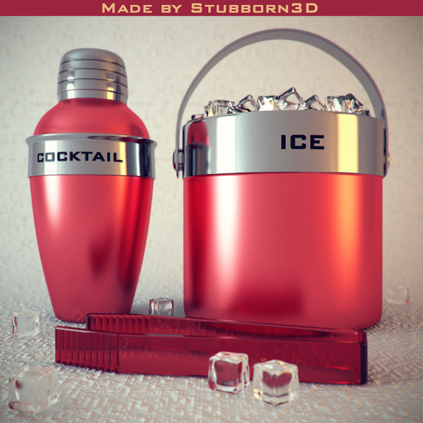 shaker ice bucket 3d model - Shaker and ice bucket by Stubborn3D