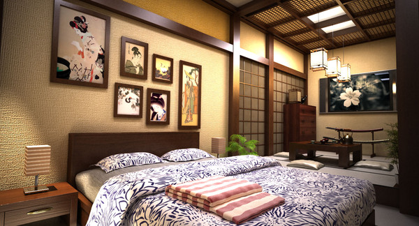 3d scene traditional interior room model - traditional japanese bed room... by Coreindesign