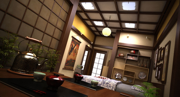 3d scene traditional interior room model - traditional japanese bed room... by Coreindesign