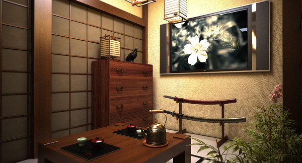 3d scene traditional interior room model - traditional japanese bed room... by Coreindesign