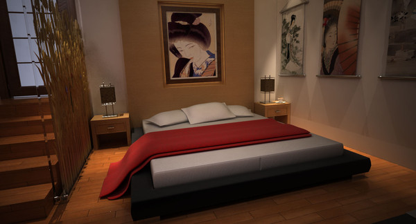 interior design modern japanese 3d model - modern japanese bed room... by Coreindesign